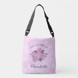 Bolsa Ajustável Paz Amor Esperança Joy Adicione Seu Nome Rosas Ros