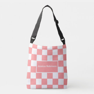 Bolsa Ajustável Peach Checkered with Name 