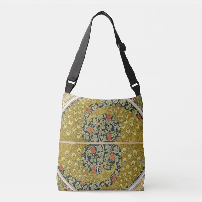 Bolsa Ajustável Peacock Art Nouveau Estilo redondo intrincado desi (Frente)