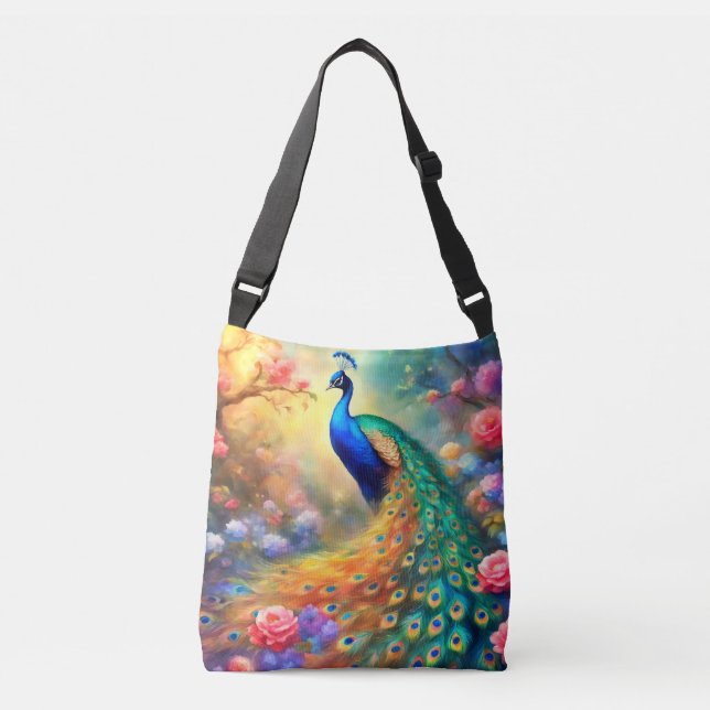 Bolsa Ajustável Peacock Bird 100 with flowers (Frente)