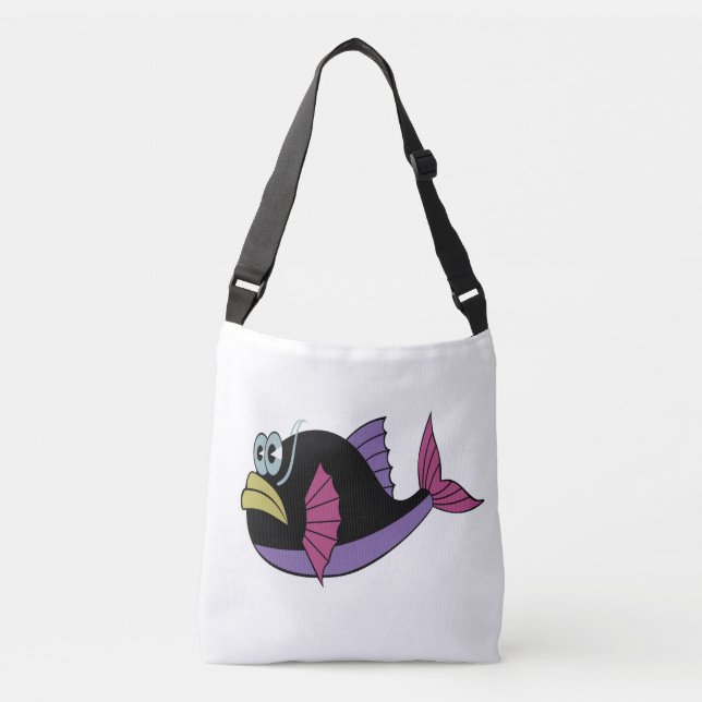 Bolsa Ajustável Peixe-pufe preto e roxo (Frente)