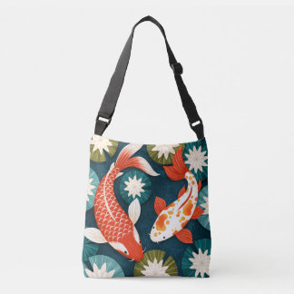 Bolsa Ajustável Peixes Koi Japoneses Jardim Zen de Flores de Lótus