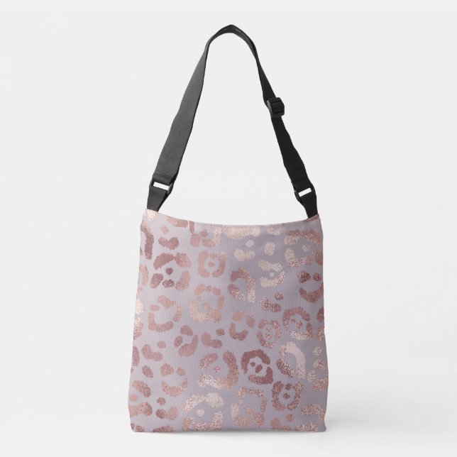 Bolsa Ajustável Pele-leopardo: elegância rosa de ouro. (Frente)