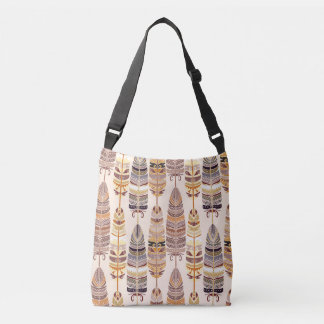 Bolsa Ajustável Penas de Boho: Padrão Tribal Sem Costura