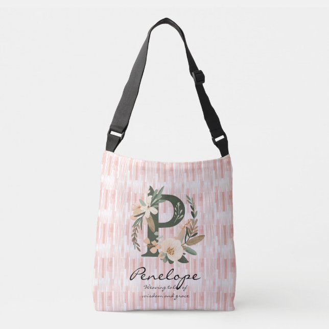 Bolsa Ajustável Penelope Blooming Elegance - Monograma Floral Boho (Frente)