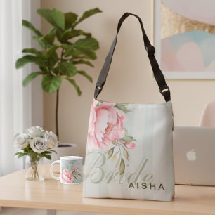 Bolsa Ajustável Peônia Rosa & Floral Verde Salvia