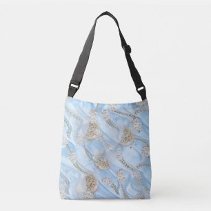 Bolsa Ajustável Pérolas da Seda Azul e da Costa do Marfim