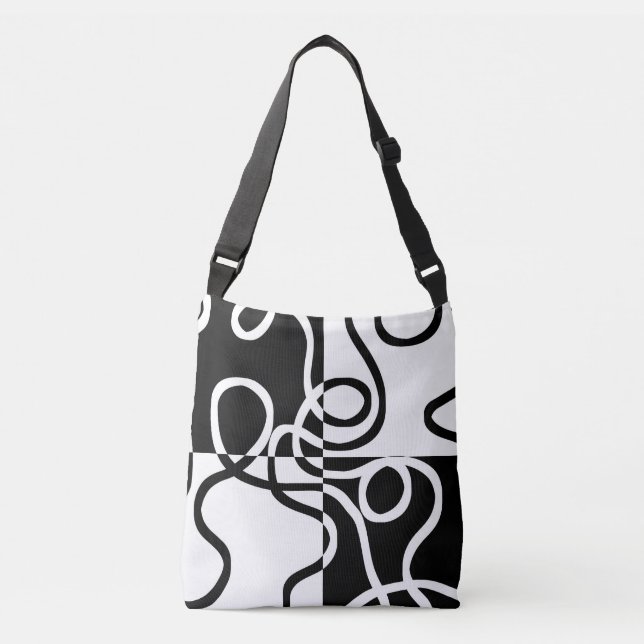 Bolsa Ajustável Persuasão linear II: Abstrato preto e branco (Frente)