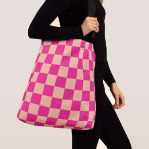 Bolsa Ajustável Pêssego rosa-quente quadrados verificados retrorre