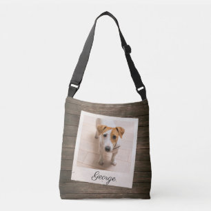 Bolsa Ajustável Pet Photo Frame Rustic Wood Personalizado