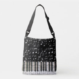 Bolsa Ajustável piano de teclado musical preto e branco