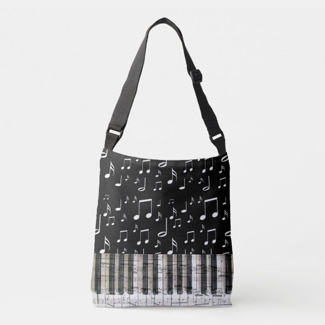 Bolsa Ajustável piano de teclado musical preto e branco (Frente)