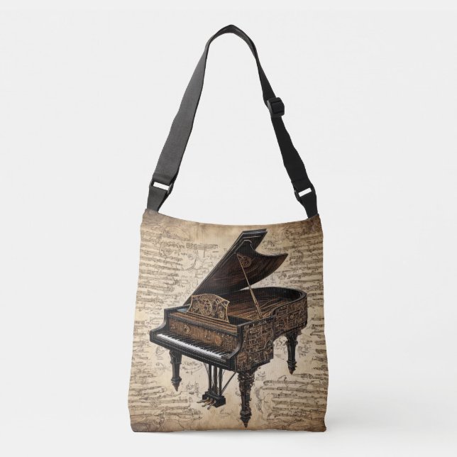 Bolsa Ajustável Piano Steampunk em papel manual (Frente)