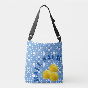 Bolsa Ajustável Pickball Ball Sack Blue Bolinhas brancas amarelas