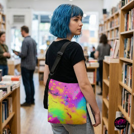 Bolsa Ajustável Pincelada de tinta abstrata em neon rosa