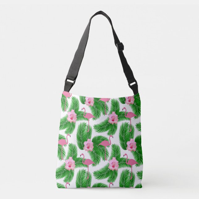 Bolsa Ajustável Pink Flamingo Tropical Floral Summer Vibes (Frente)