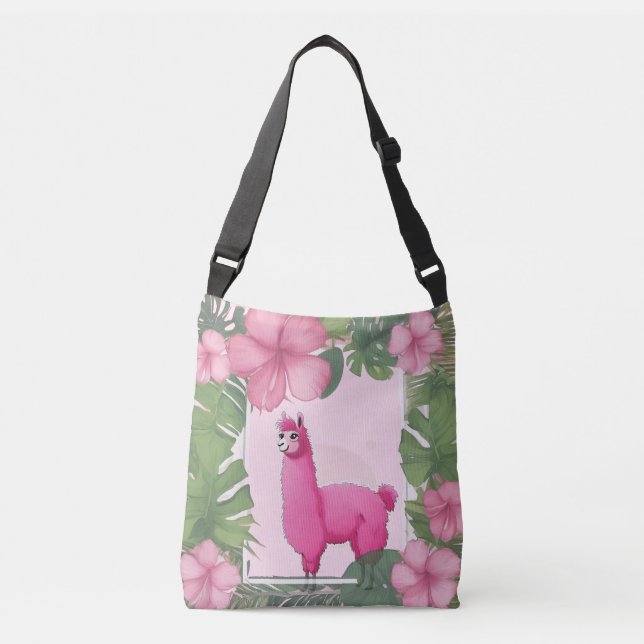 Bolsa Ajustável Pink Happy Smiling Lama (Frente)