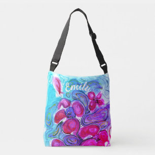 Bolsa Ajustável Pink Poppy Fantasy Watercolor e o seu nome