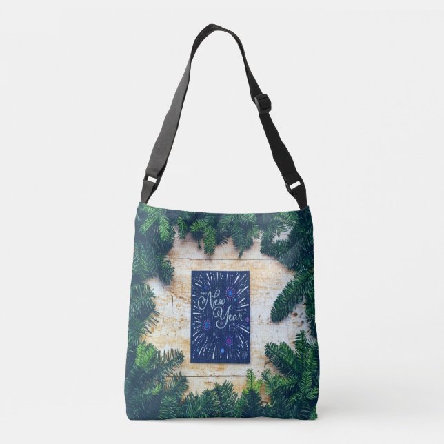 Bolsa Ajustável Pino feliz ano novo Azul e Verde (Verso)