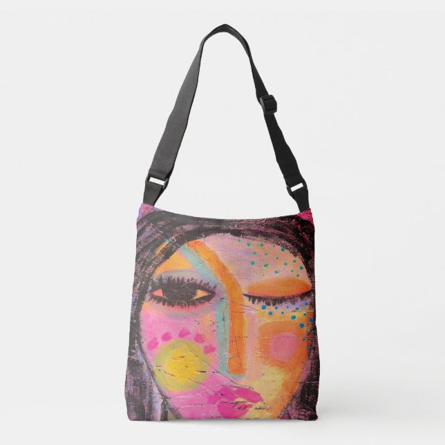 Bolsa Ajustável Pintura Abstrata Original de uma Mulher (Frente)