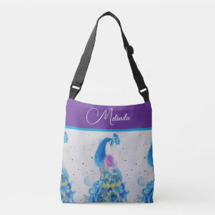 Bolsa Ajustável Pintura Azul de Peacock Elegante