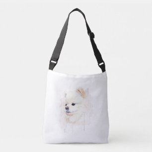 Bolsa Ajustável Pintura em Aquarela de Cachorro Pomerânia Fofa