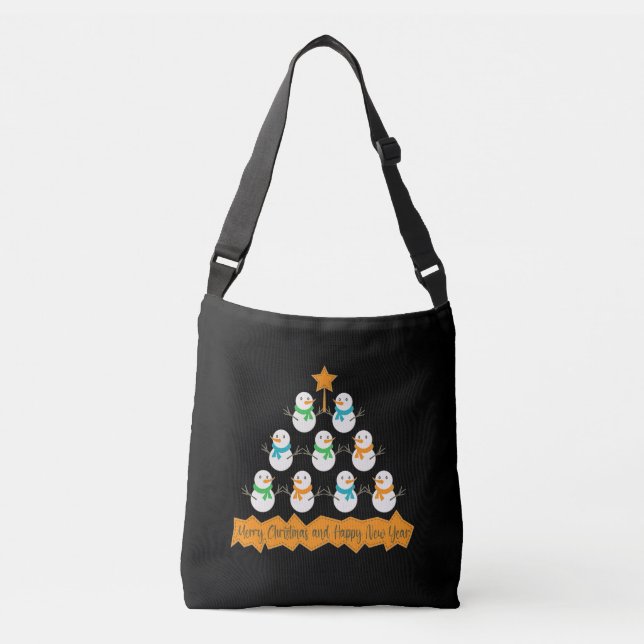 Bolsa Ajustável pirâmide de árvore de Natal feita de bonecos de ne (Frente)