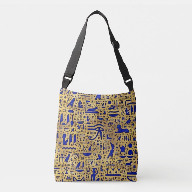 Bolsa Ajustável Piróglifo egípcio Lapis Lazuli e Dourado (Frente)