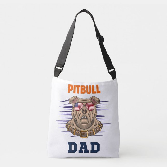 Bolsa Ajustável Pitbull Pai Dog Vintage EUA Flag (Frente)