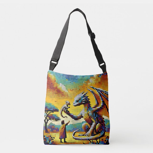 Bolsa Ajustável pixelated image of a dragon trainer (Frente)