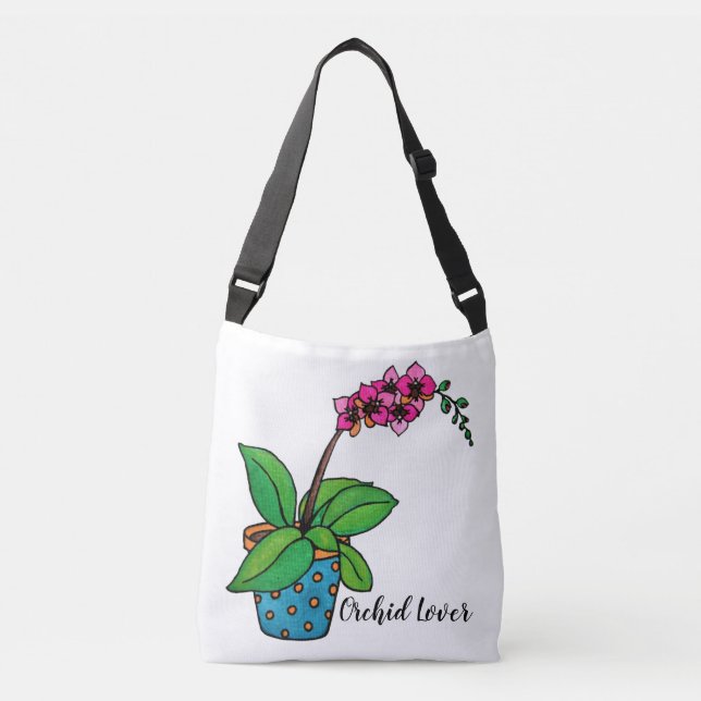 Bolsa Ajustável Planta da orquídea da aguarela no pote bonito (Frente)