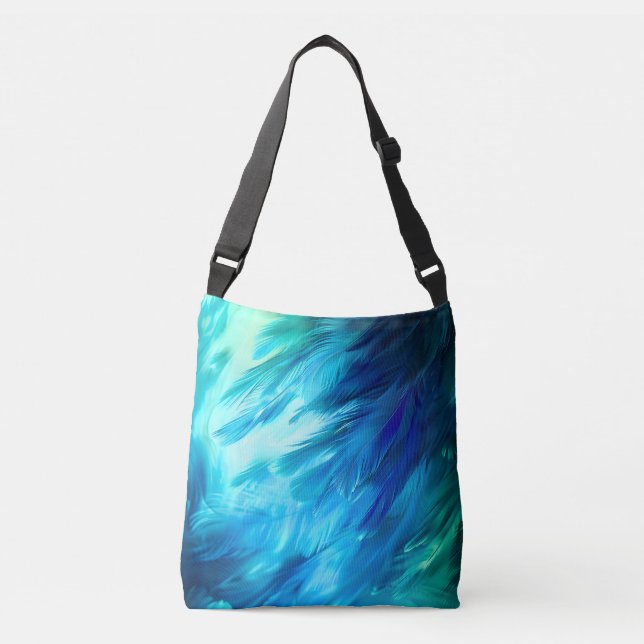 Bolsa Ajustável Pluma Abstrata Azul Verde (Frente)