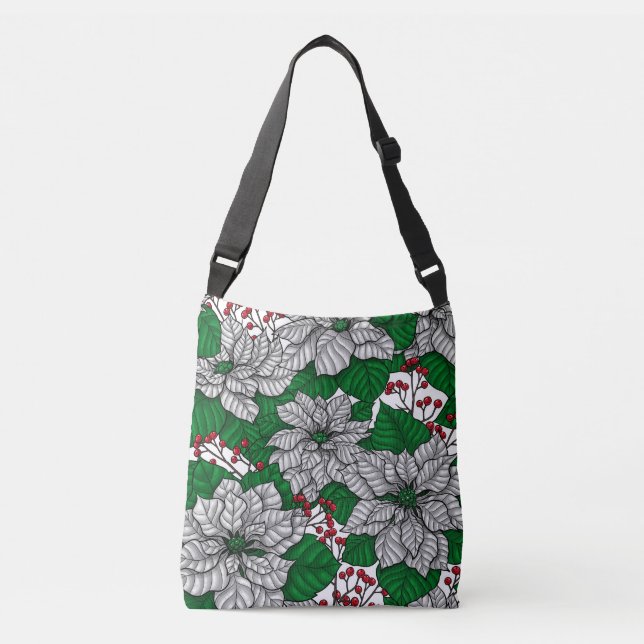 Bolsa Ajustável Poinsettia branca, padrão de Natal (Frente)