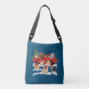 Bolsa Ajustável Pomerânia Andando Caminhão Vermelho Xmas Feliz Nat