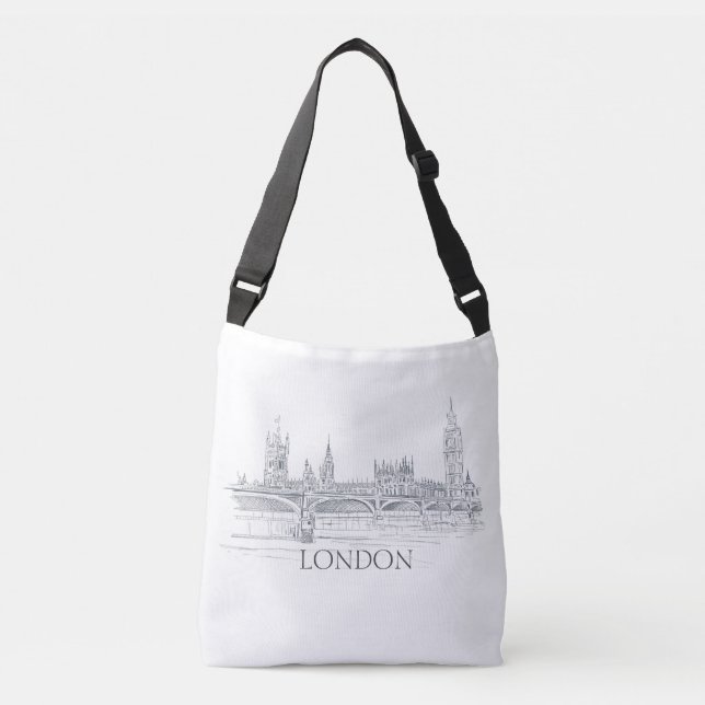 Bolsa Ajustável Ponte Londres Grande Caneta Ben e Desenho de Tinta (Frente)