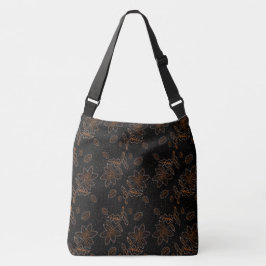 Bolsa Ajustável Ponto Dourado do padrão Batik Floral preto