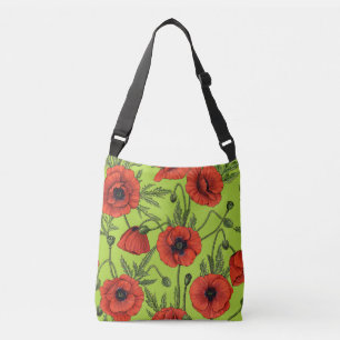 Bolsa Ajustável Poppies, vermelhos e verdes no verde limão