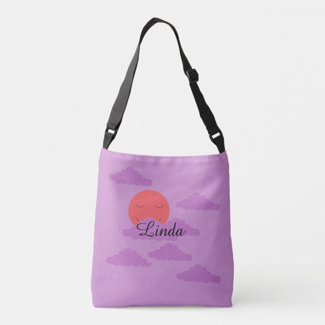 Bolsa Ajustável Pôr do Sol com Nuvens Roxas: Lavanda  (Verso)