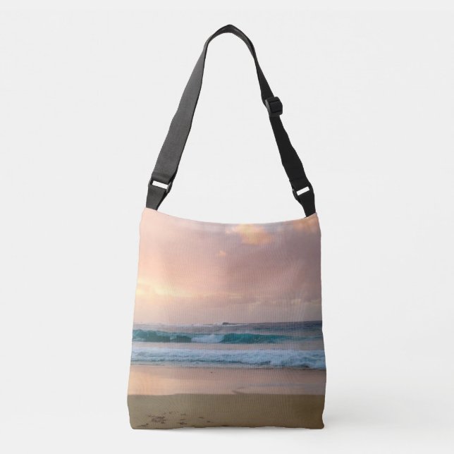 Bolsa Ajustável Praia do pôr do sol e oceano  (Frente)