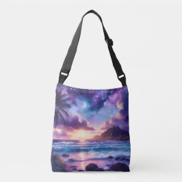Bolsa Ajustável Praia Tropical da Lua Noturna Roxa