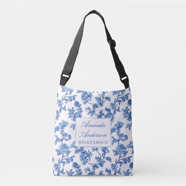 Bolsa Ajustável Presente de Bridesmaid da Chinoiserie Azul e Branc (Frente)