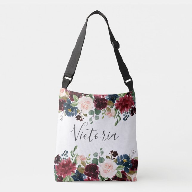 Bolsa Ajustável Presente de festa de casamento floral de Borgonha  (Frente)