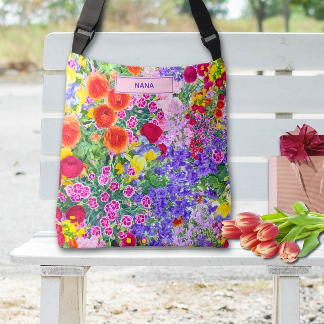 Bolsa Ajustável Presente de Flores de Aquarela para Nana - Estilo  (Criador carregado)