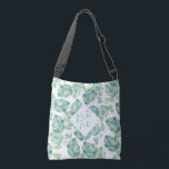 Bolsa Ajustável Presente de Proposta de Bridesmaid de Folhas Tropi<br><div class="desc">Tropical em toda a bolsa de tote de impressão para mulheres e raparigas apresenta as minhas folhas originais de monstera de água em tons de turquesa, azul e verde com a sua personalização ou monograma inicial numa letra moderna. Presente perfeito para a festa de noiva do casamento. Para mais informações,...</div>