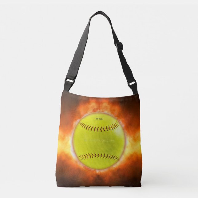 Bolsa Ajustável Presentes gays artísticos de softbol em chamas da  (Frente)