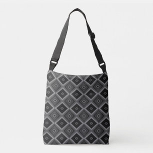 Bolsa Ajustável Preto Branco Cinza Diamante Geométrico