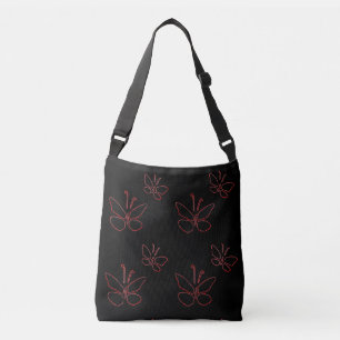 Bolsa Ajustável preto cor-de-rosa das borboletas do esboço