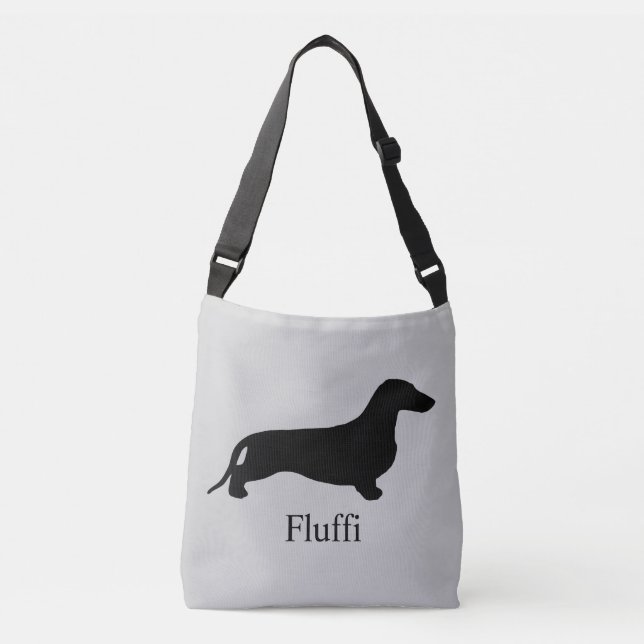 Bolsa Ajustável Preto da silhueta do Dachshund + suas ideias (Frente)