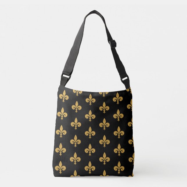 Bolsa Ajustável Preto dourado TP da flor de lis (Frente)