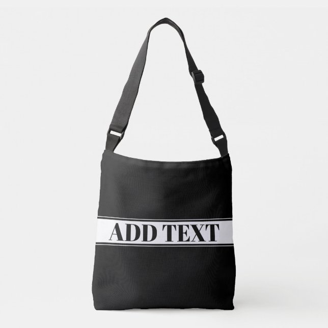 Bolsa Ajustável Preto e Branco com Nome Personalizado em Listras (Frente)